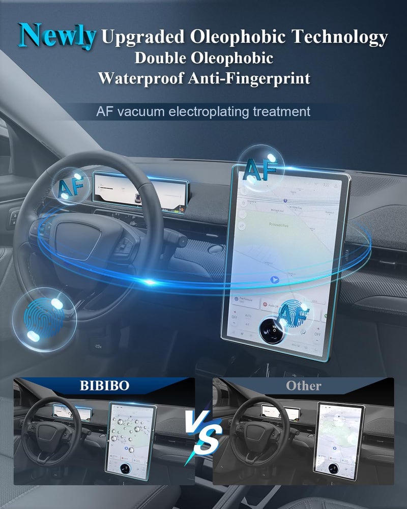 BIBIBO for 2024 2025 Ford Mustang Mach E Screen Protector Matte for 2021 2022 2023 2024 2025 Ford Mustang Mach-E 15.5'' Navigation [Anti-Glare Tempered Glass Lessen Fingerprints] Mustang Mach E 2025 - Image 2
